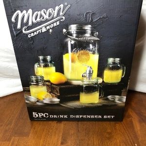 5 pc Mason Beverage Dispenser Set